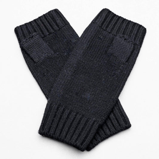 Hands UP! Rib and Jersey Pure Merino Wool Fingerless Glove, Jett Black