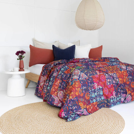 Indian Kantha Quilt Blanket Bedspread Coverlet - Alisha