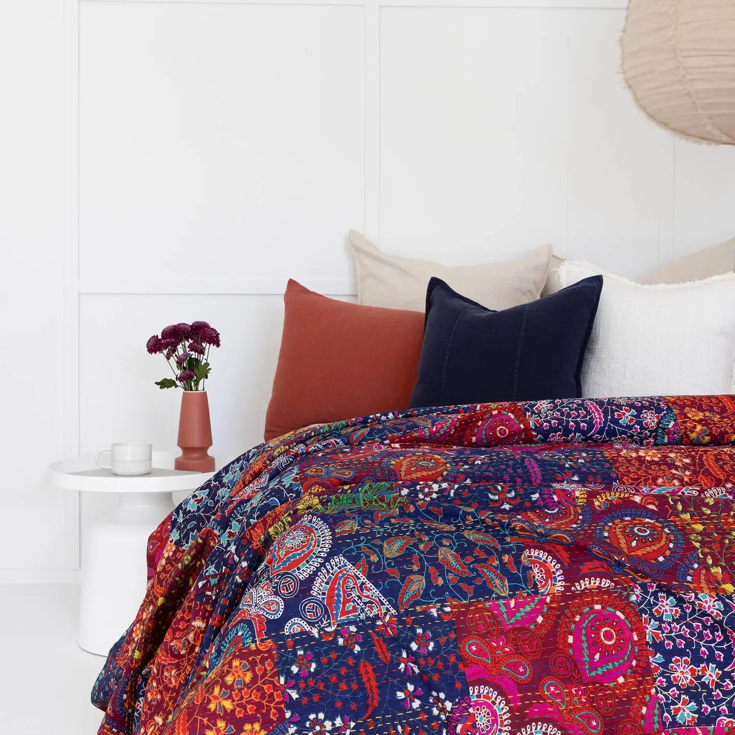 Indian Kantha Quilt Blanket Bedspread Coverlet - Alisha
