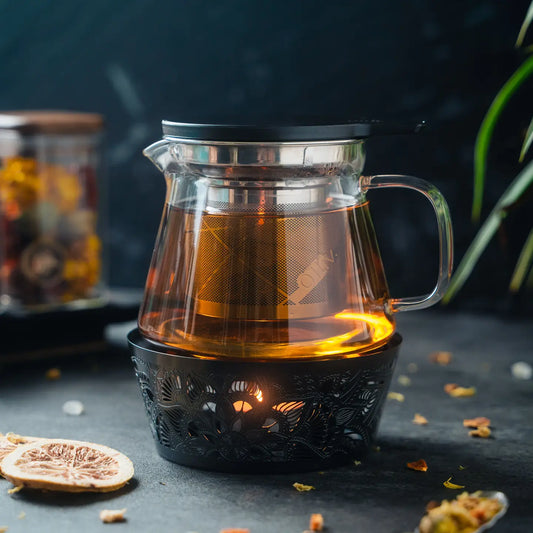 Tea set Kit Glass Teapot with Removable Infuser and Tea warmer