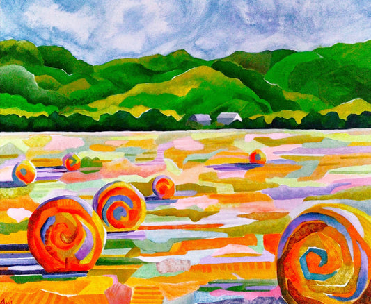 Anjee Du Terreau Original Acrylic - "Hay Bales 1" 51 x 61cm