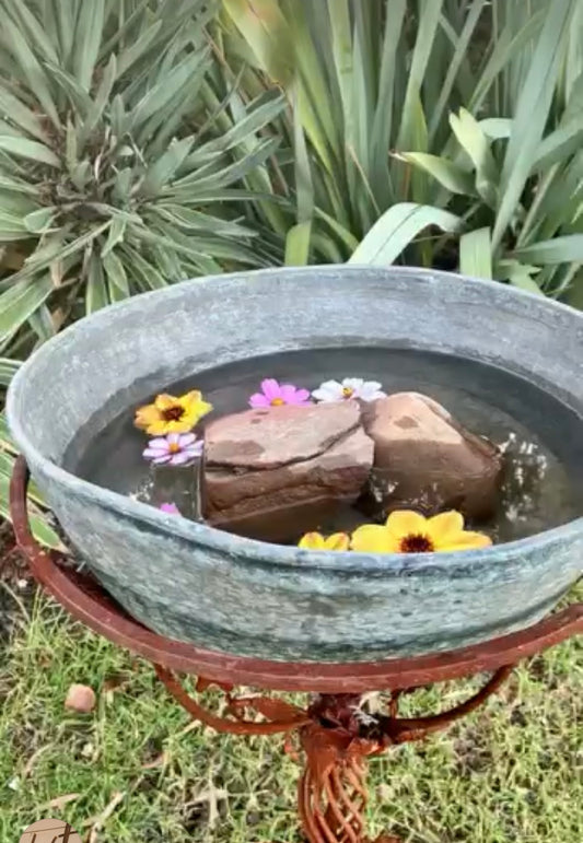 Iron and Copper Bird Bath/Planter