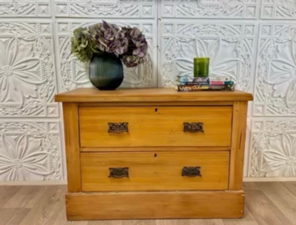 Vintage Bird - Kauri Pine 2 Drawer Cupboard