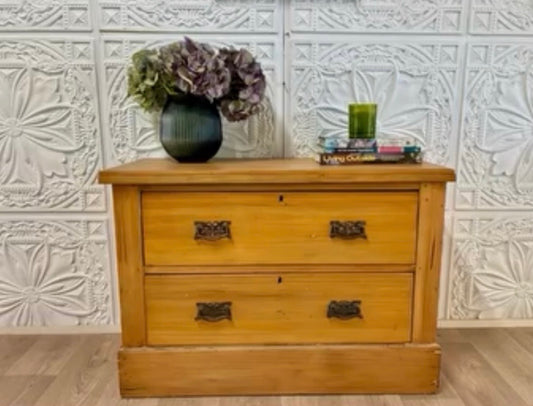 Vintage Bird - Kauri Pine 2 Drawer Cupboard
