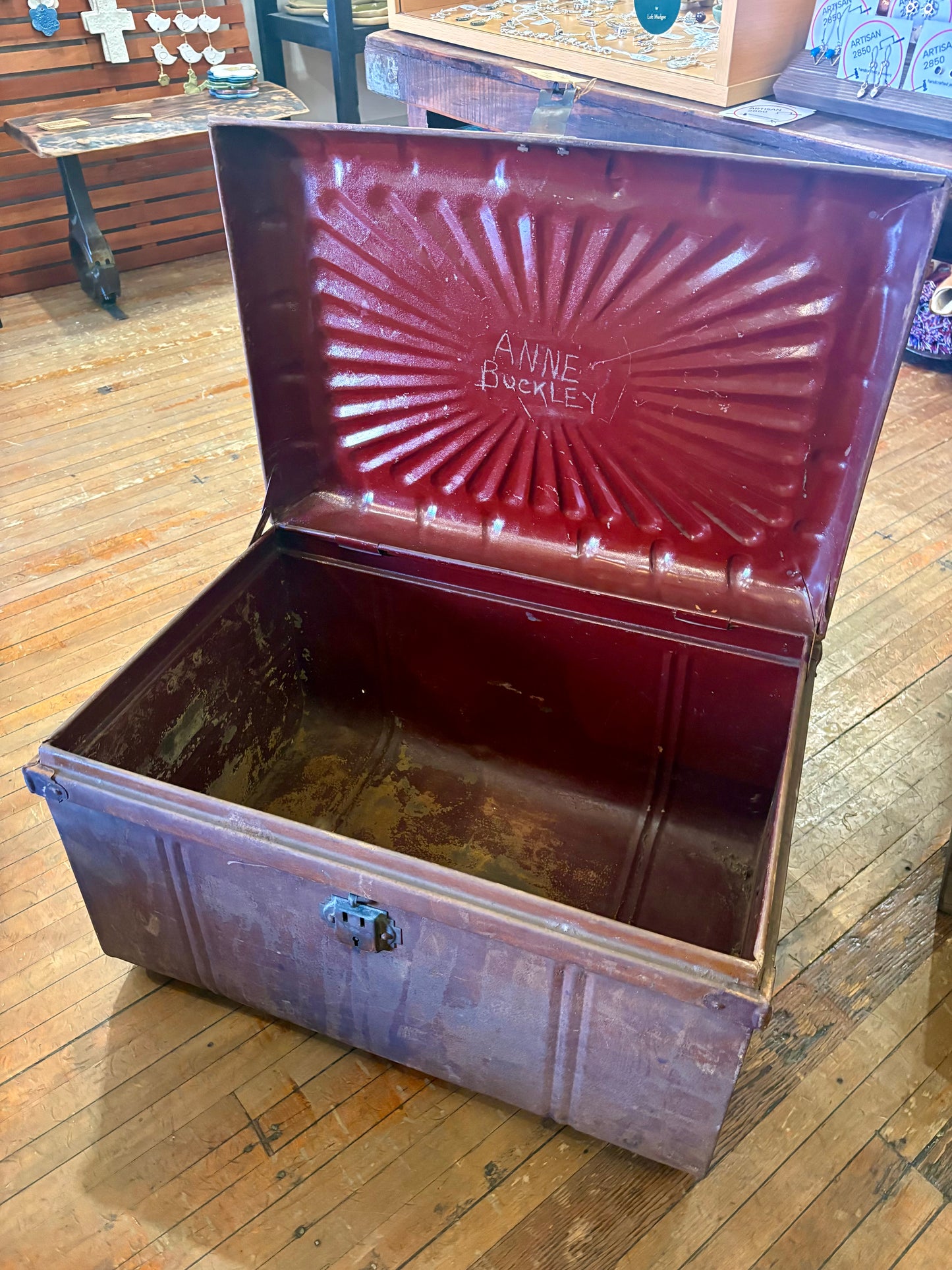 Vintage Bird - Antique Pressed Metal Trunk