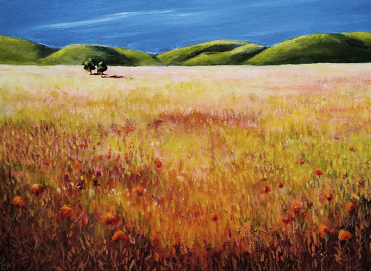 Anjee Du Terreau Original Acrylic - "Poppy Field" 30 x 40cm