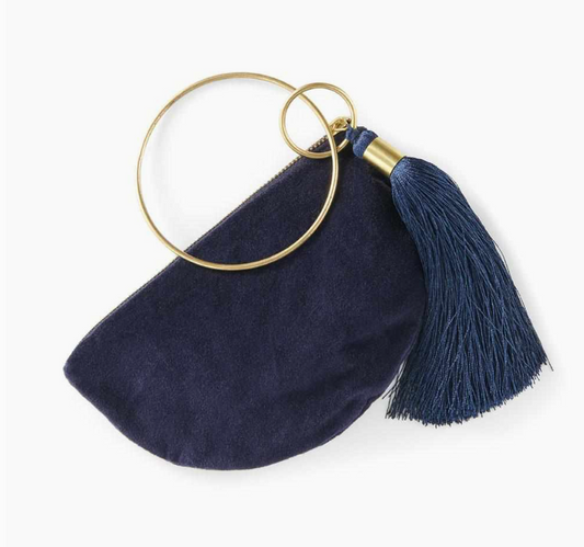 Velvet Bangle Purse - Navy