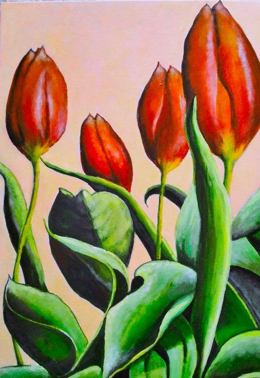 Anjee Du Terreau Original Acrylic - "Tulips" 33 x 50cm