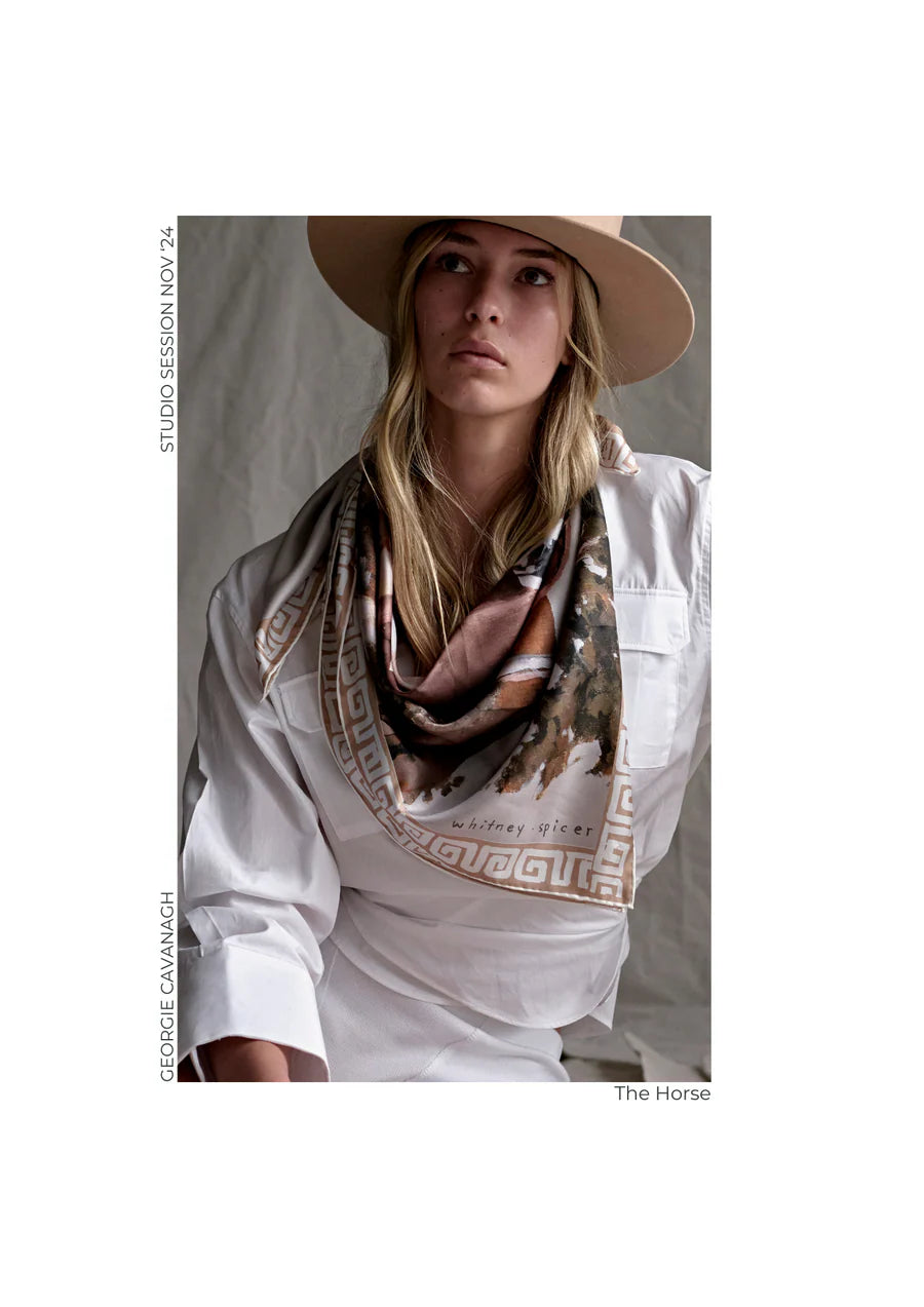 Whitney Spicer Large Silk Scarf - The Horse