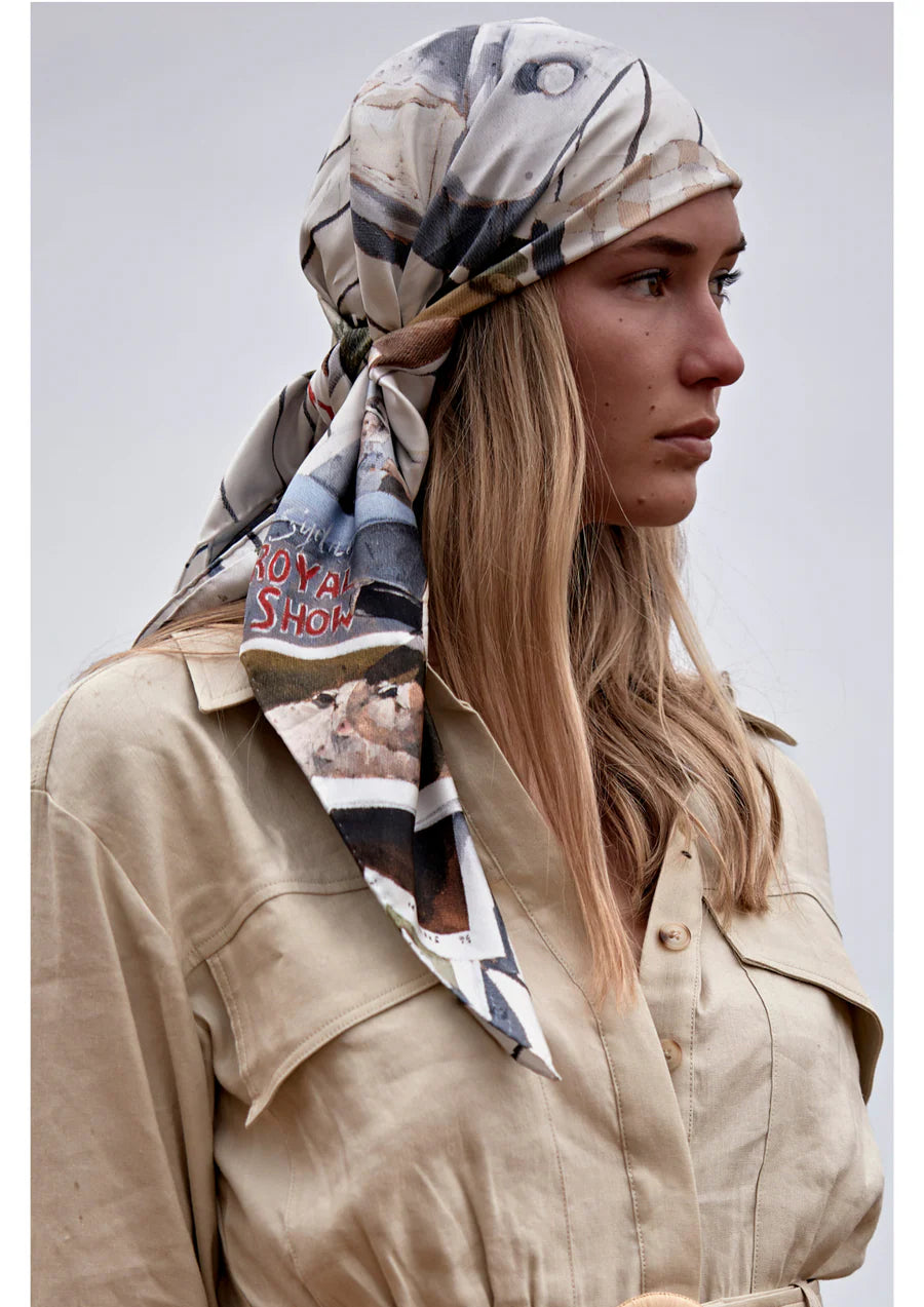 Whitney Spicer Large Silk Scarf - Farm Mornings