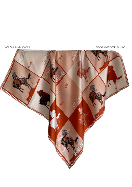 Whitney Spicer Large Silk Scarf - Cowboy on Repeat