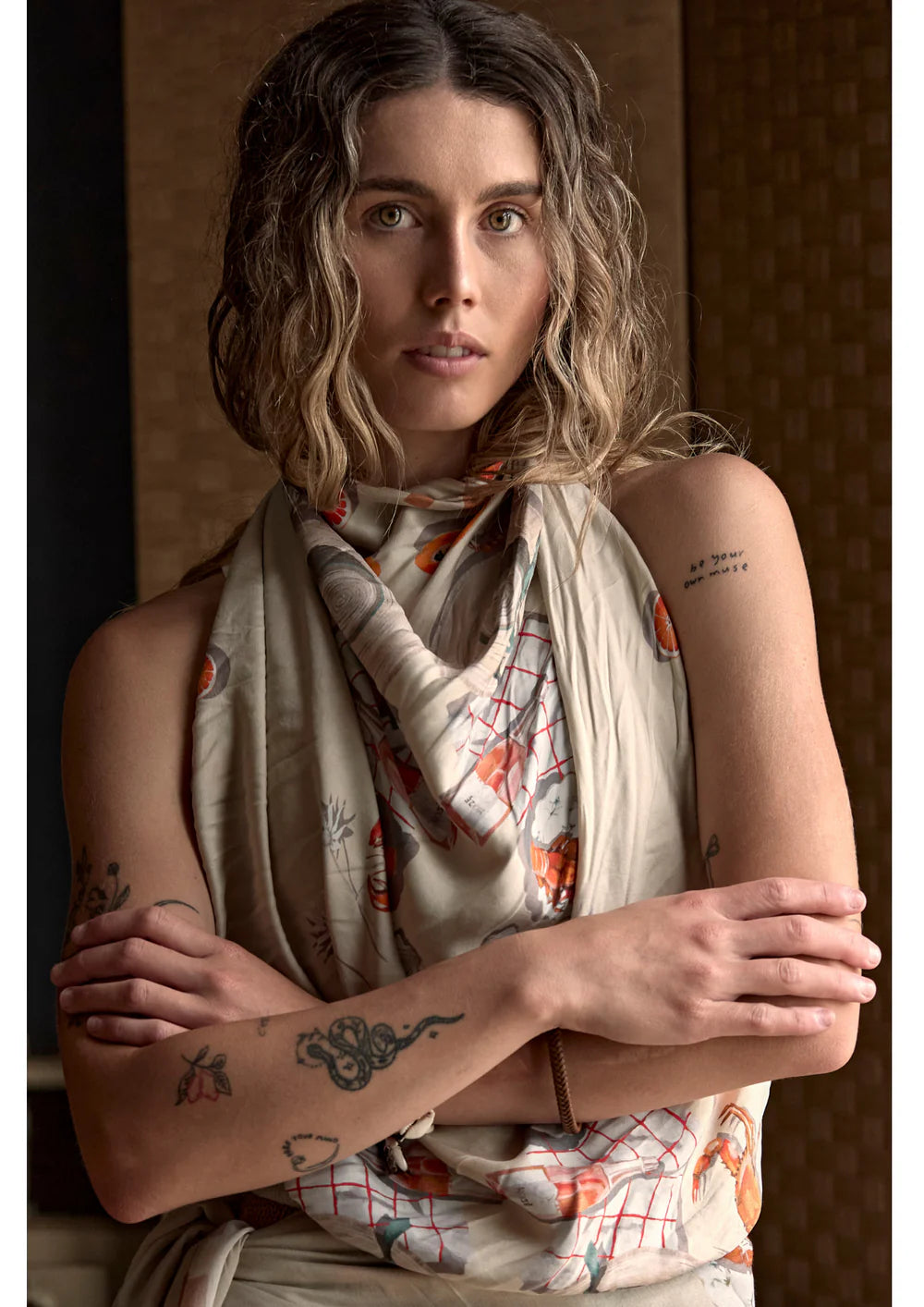 Whitney Spicer Large Silk Scarf - Papaya