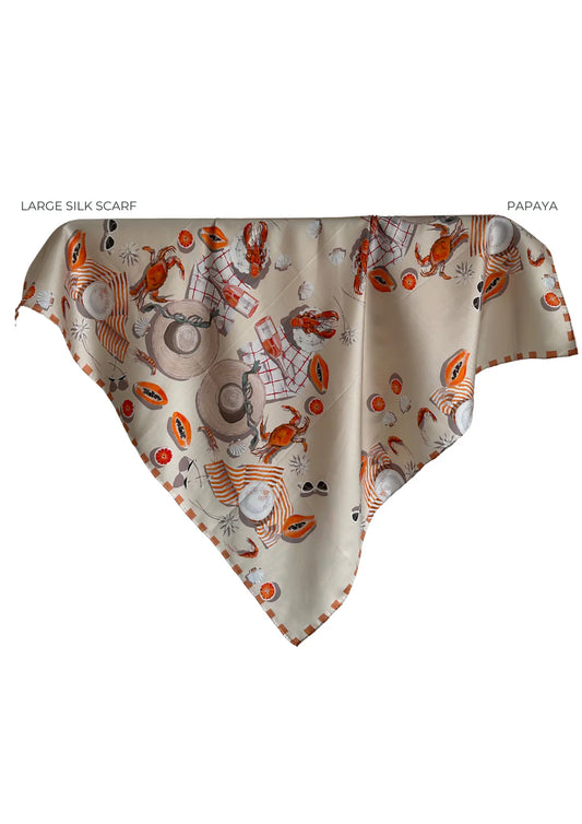 Whitney Spicer Large Silk Scarf - Papaya