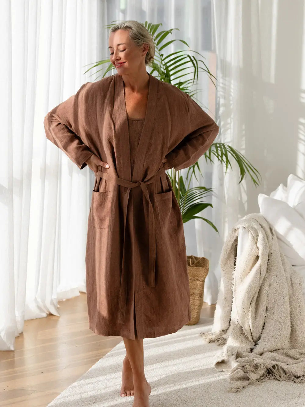 Fundamental Linen Robe - Clay
