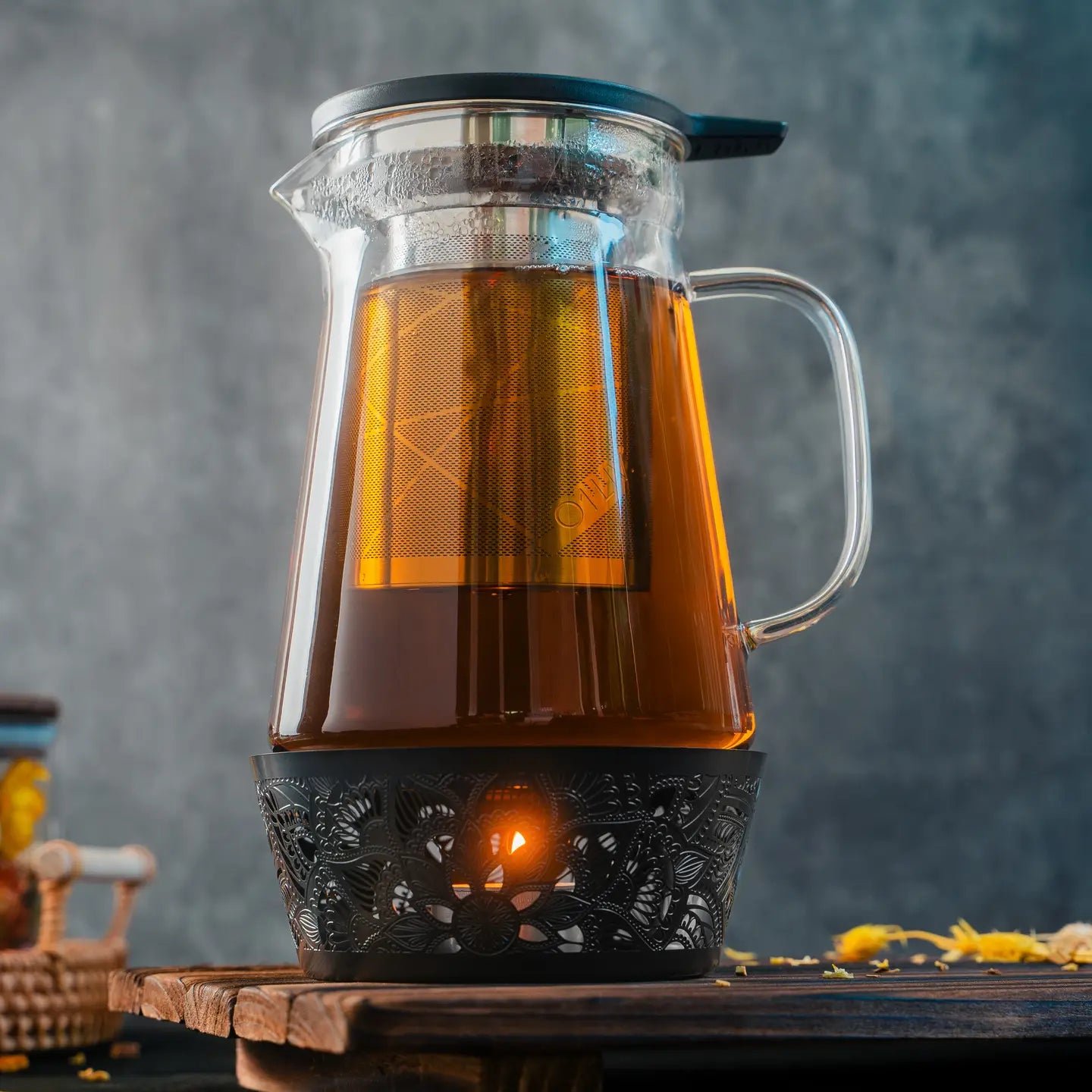 Tea set Kit Glass Teapot with Removable Infuser and Tea warmer
