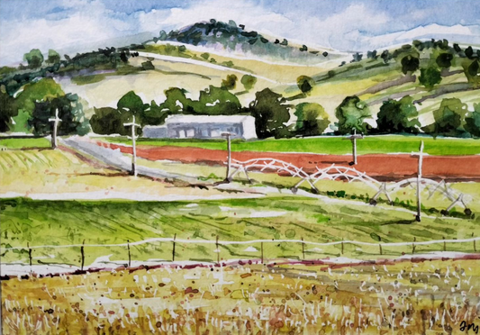 Anjee Du Terreau Hand painted Artwork - "Earthlines" 28x23