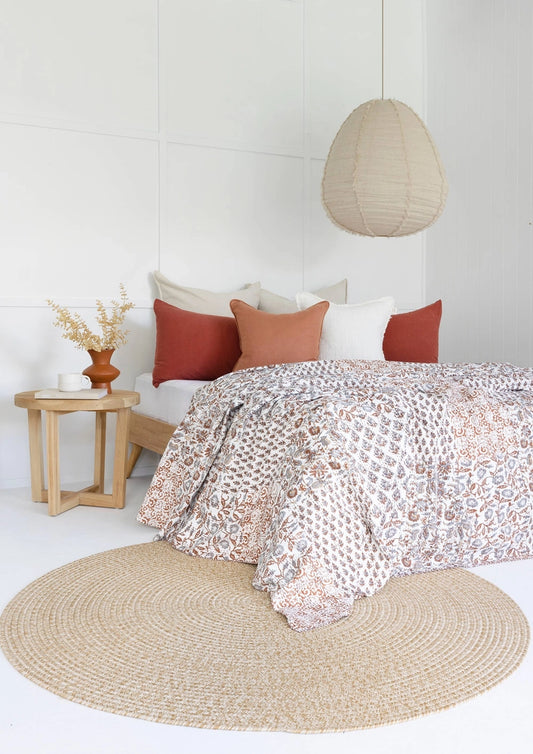 Indian Kantha Quilt Blanket Bedspread Coverlet - Amaira