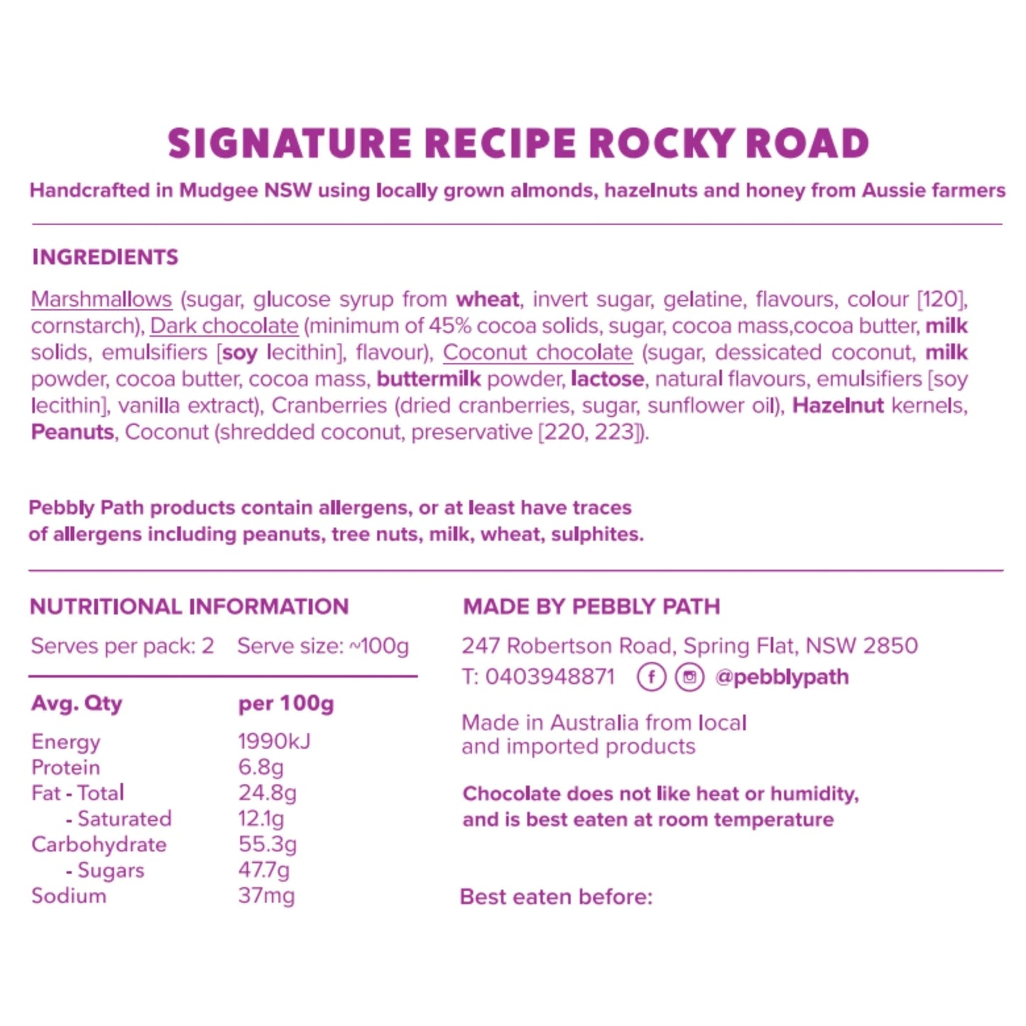Pebbly Path Mudgee Rocky Road - Signature Recipe