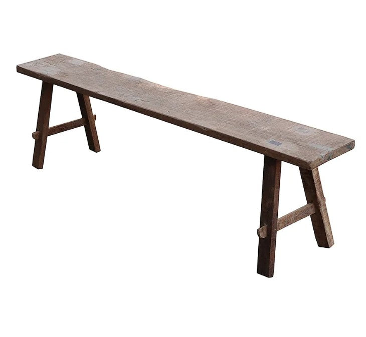 Long timber vintage Bench Natural