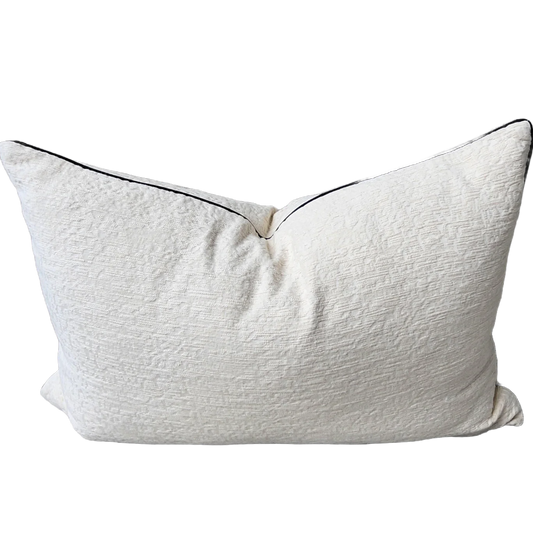 Millard Jacquard Linen Cushion 40x60cm Lumbar - Gassin White