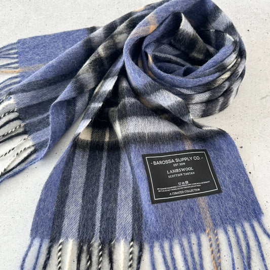 Scottish Tartan Lambswool Scarf by Barossa - Thomson Enlarged Denim