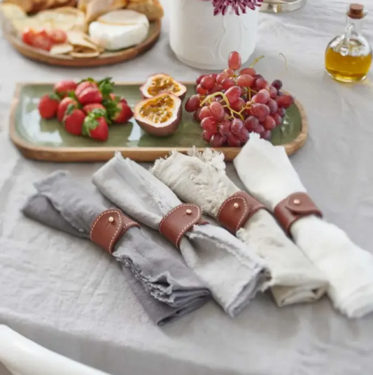 Eadie Soft Leather Napkin Rings Set of Four