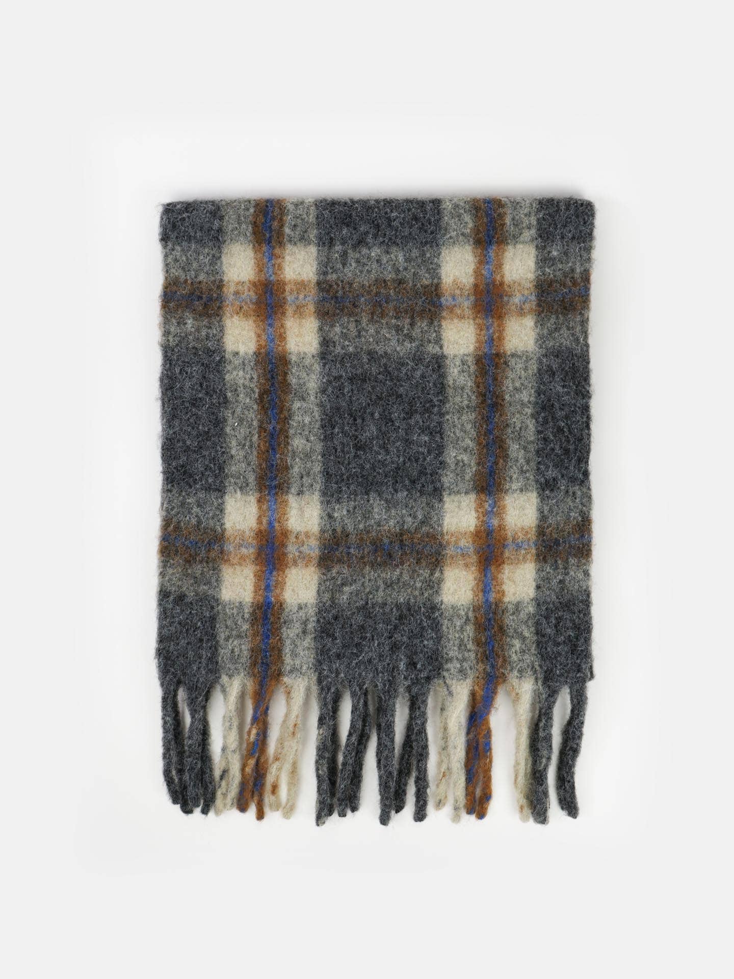 Classic Check Fluff Scarf In Grey