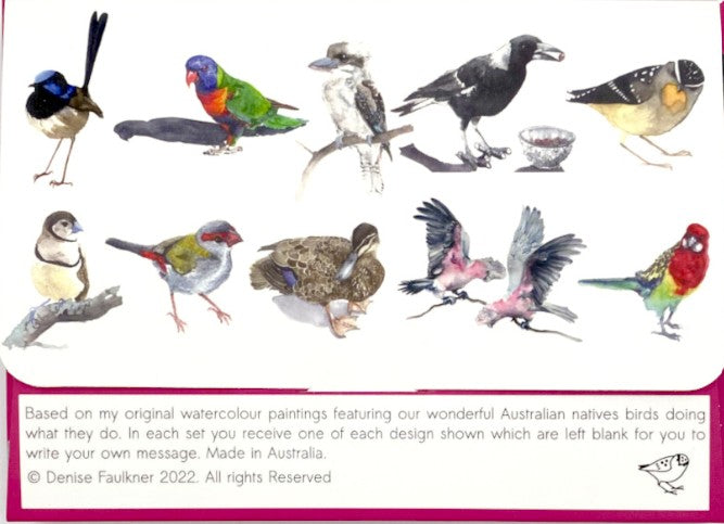 Denise Faulkner Watercolours; Bird Ten Card Mixed Set