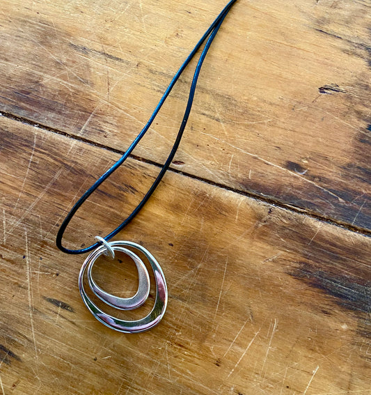 Artisan 2850 - Double Hooped Necklace on Leather
