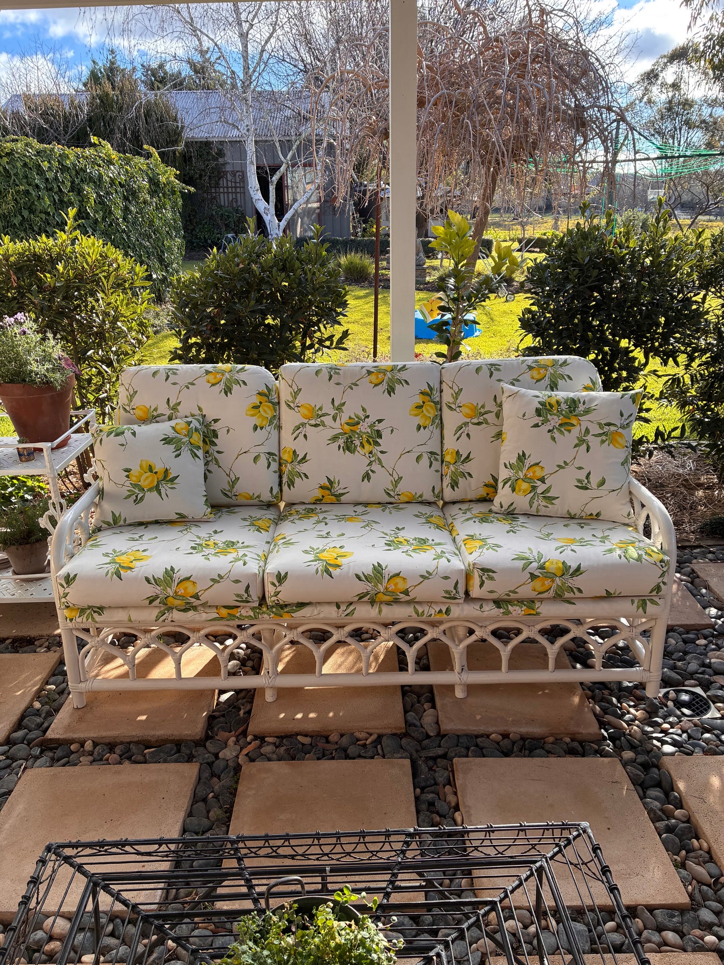 Vintage White Cane Lounge