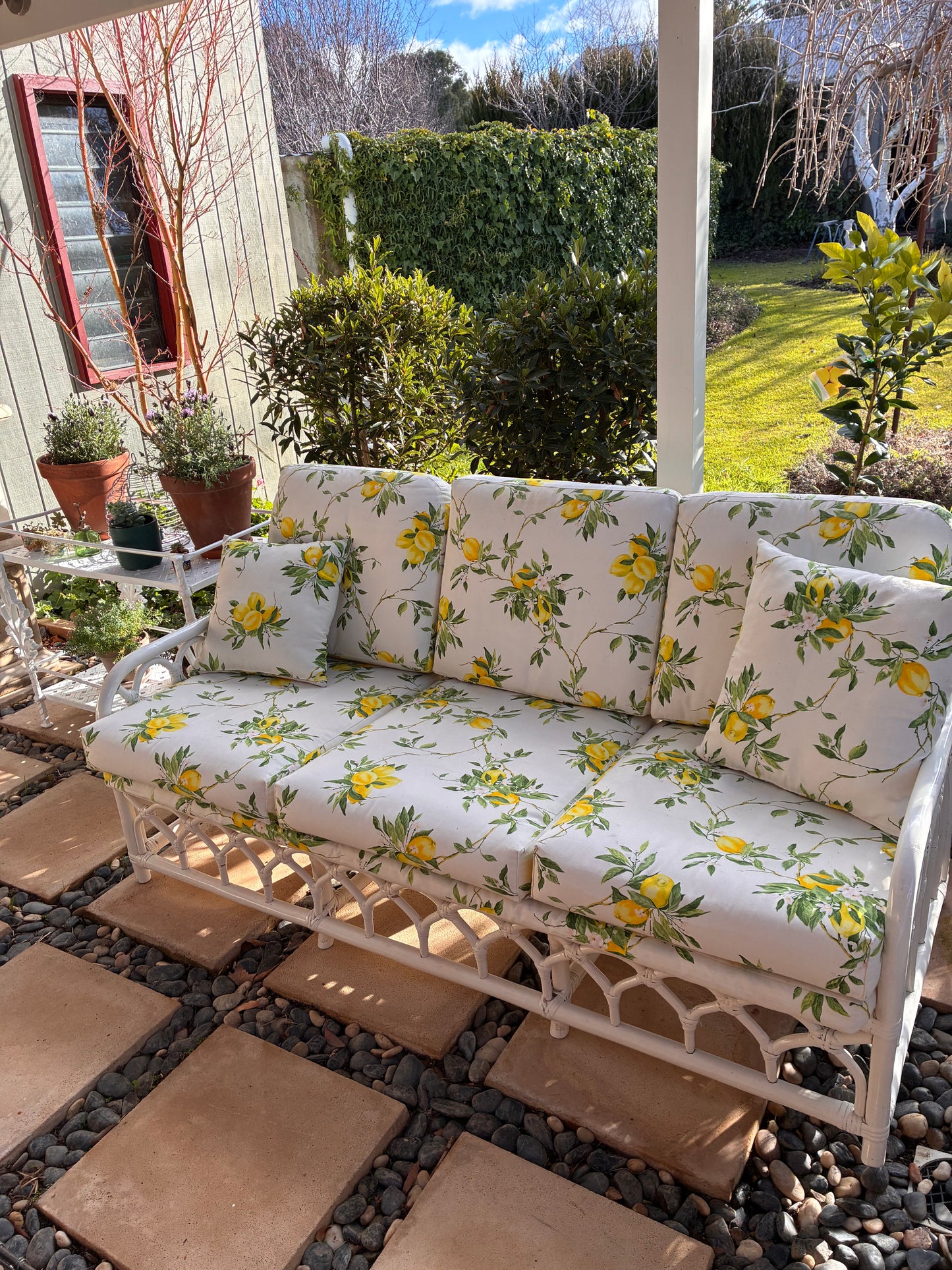 Vintage White Cane Lounge