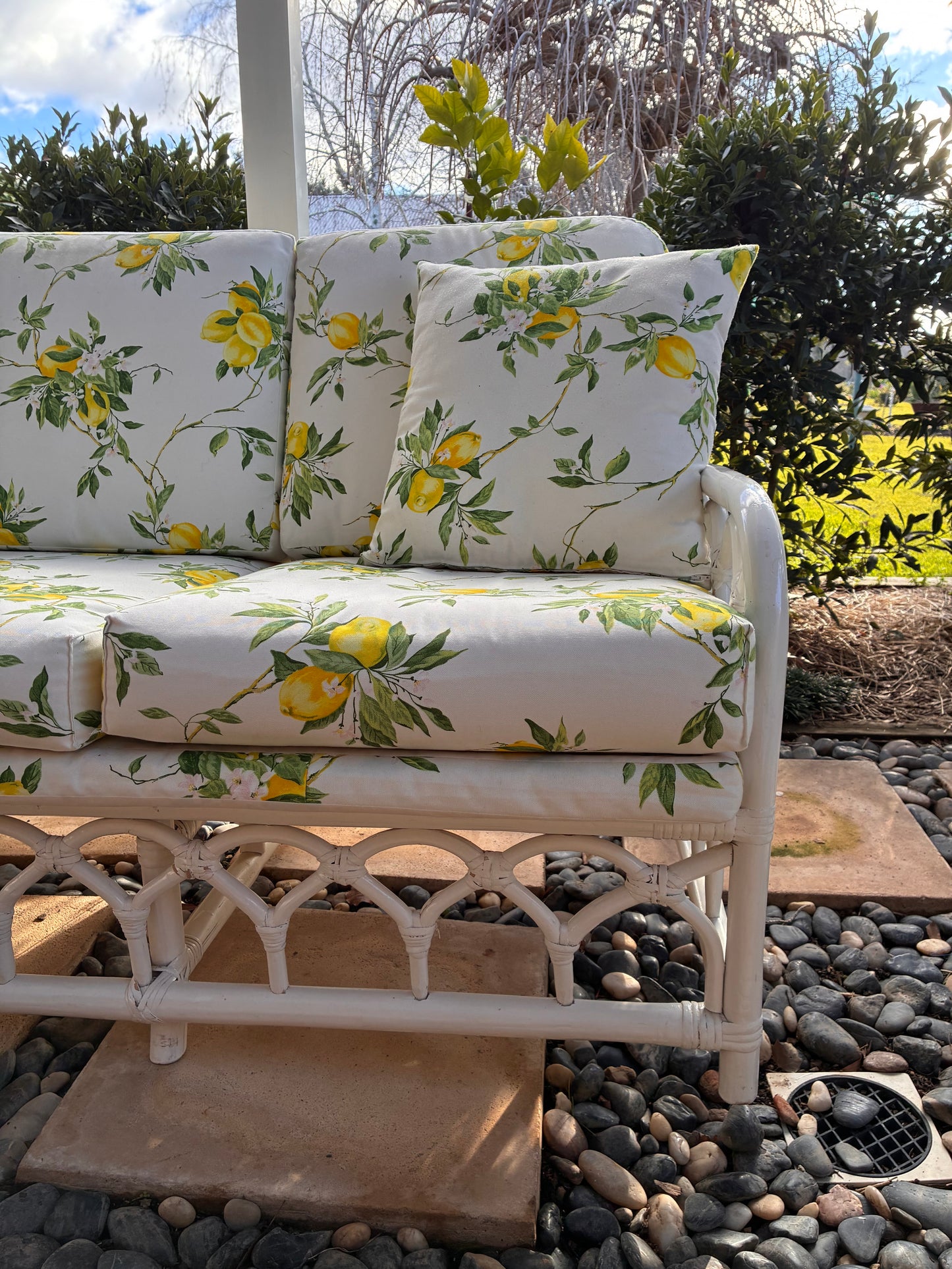 Vintage White Cane Lounge