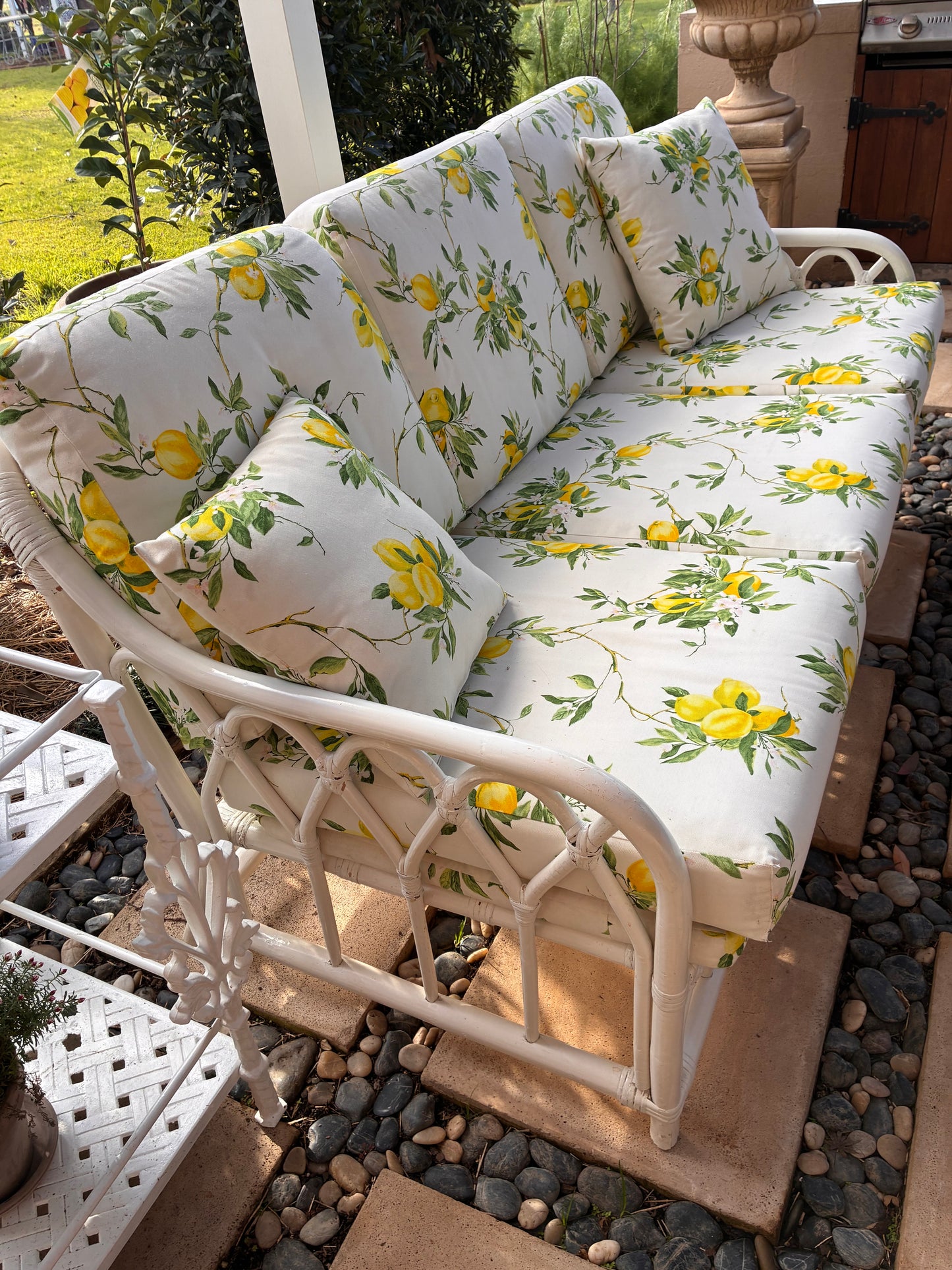 Vintage White Cane Lounge