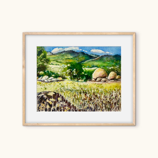 Anjee Du Terreau Hand painted Artwork -  "Rock and Rolling Hills" 38x30