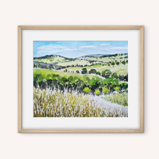 Anjee Du Terreau Original Watercolour -  "Piambong Hills " 38x30cm