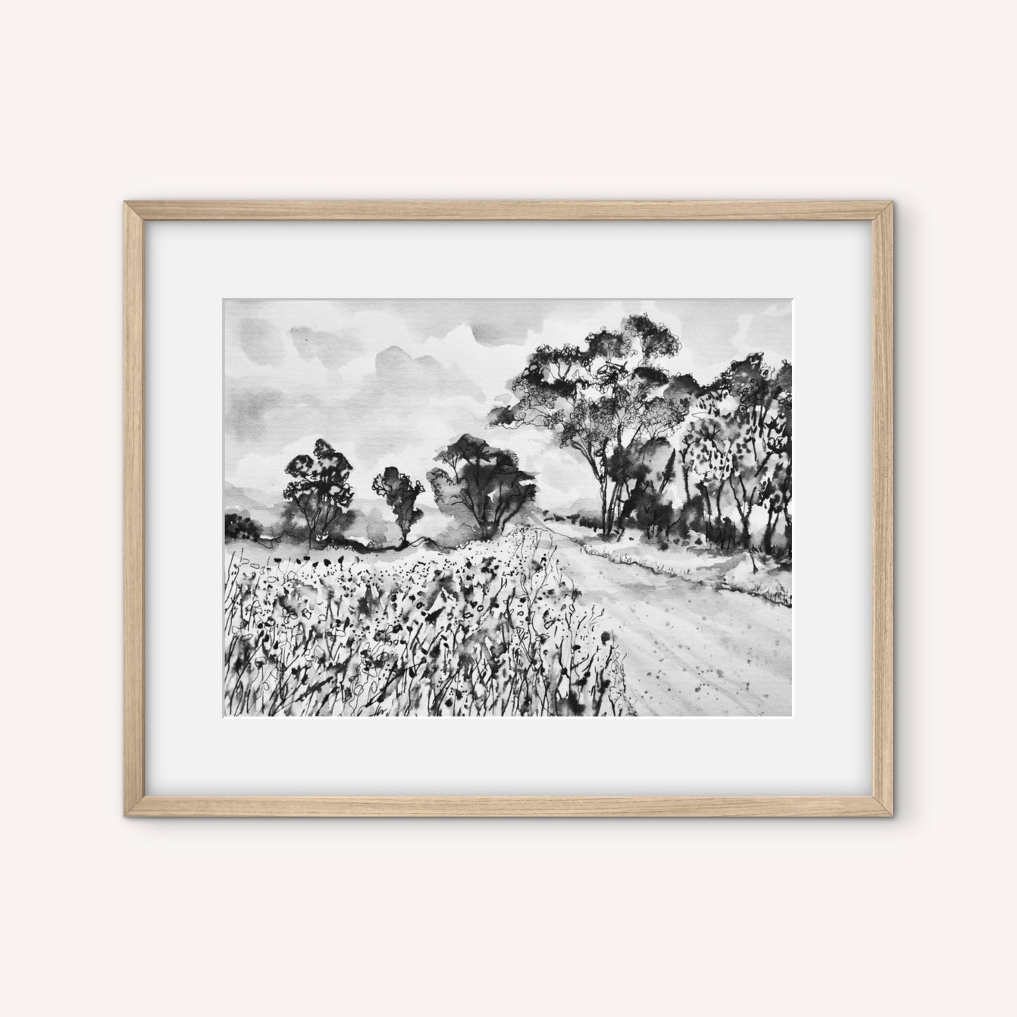 Anjee Du Terreau Original Watercolour -  "Winter Lane" 38x30cm