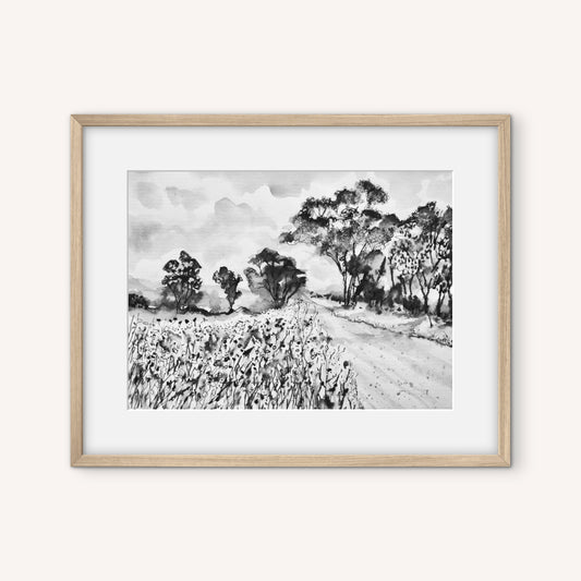 Anjee Du Terreau Original Watercolour -  "Winter Lane" 38x30cm