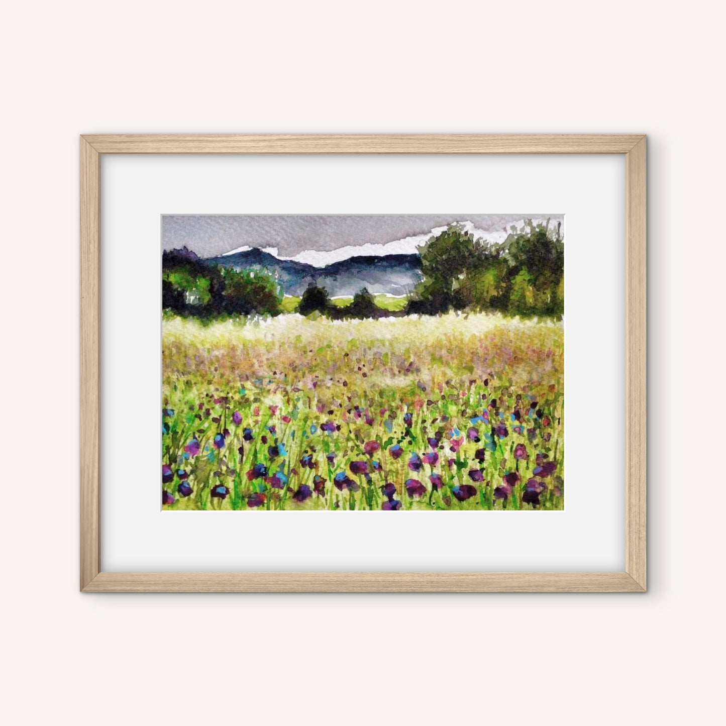 Anjee Du Terreau Original Watercolour -  "Flower Field" 28x22cm