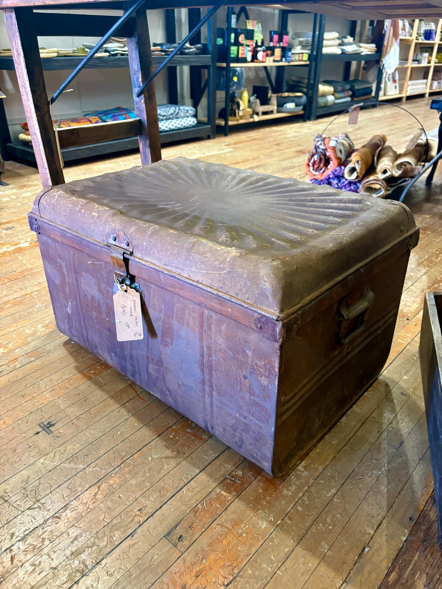 Vintage Bird - Antique Pressed Metal Trunk