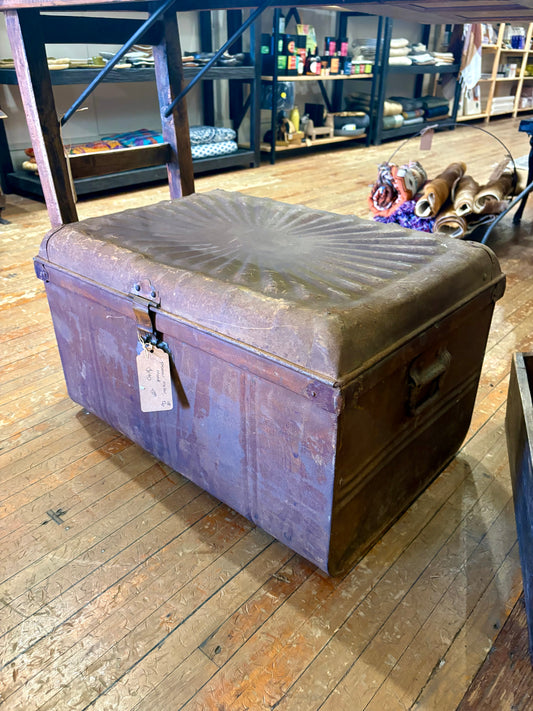 Vintage Bird - Antique Pressed Metal Trunk