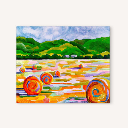 Anjee Du Terreau Original Acrylic -  "Hay Bales 1" 51 x 61cm
