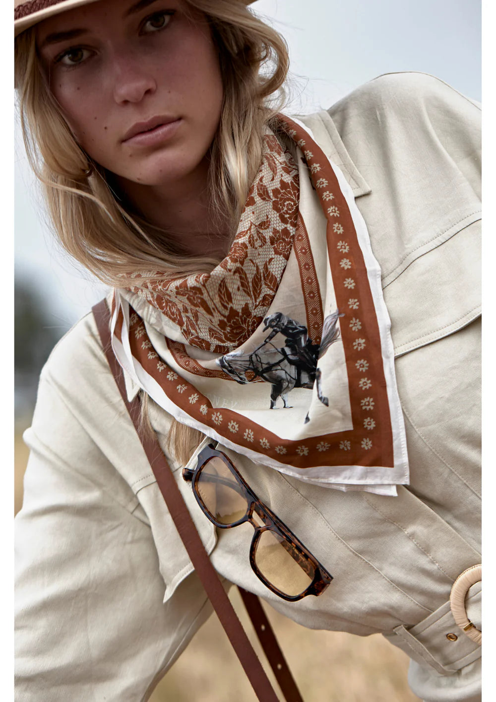 Whitney Spicer  Silk Scarf - Paisley Palomino