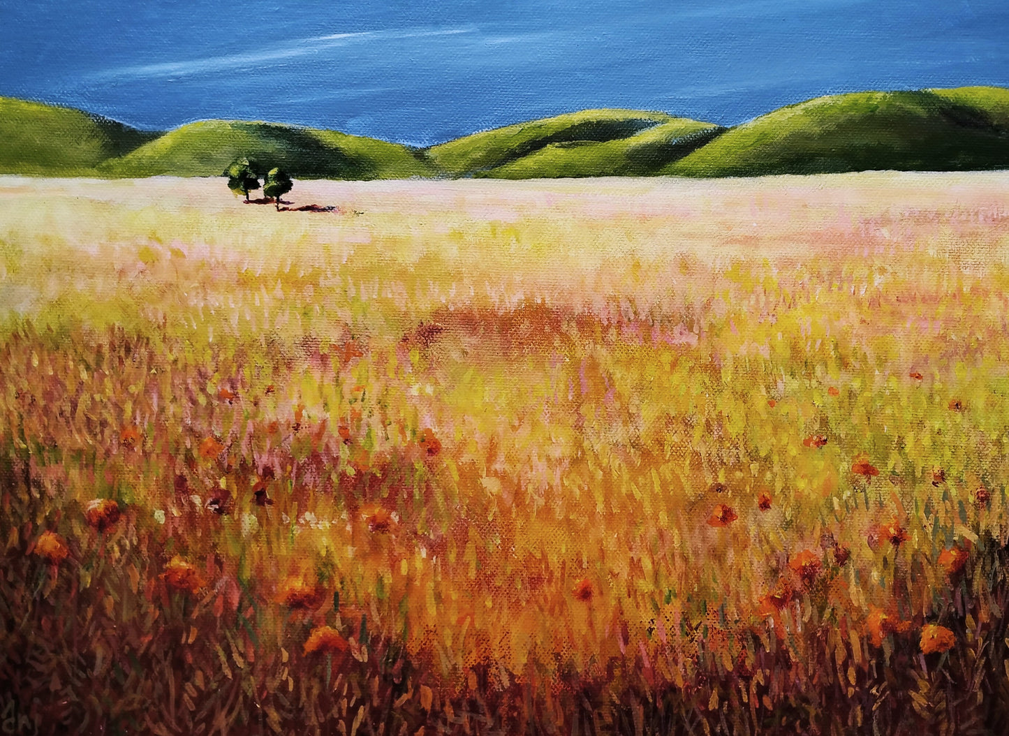 Anjee Du Terreau Original Acrylic -  "Poppy Field" 30 x 40cm