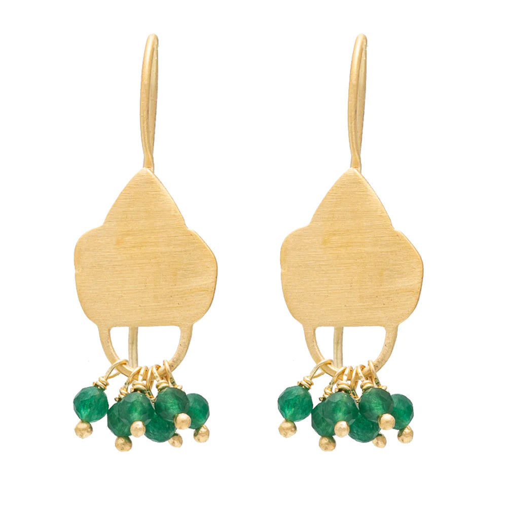 Green Aventurine shield earrings