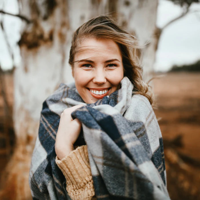 Heritage Collection | Recycled Wool Tartan Blankets | Navy