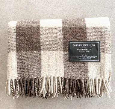 Jacob - Mocha - Recycled Wool Blend Scottish Tartan Blanket