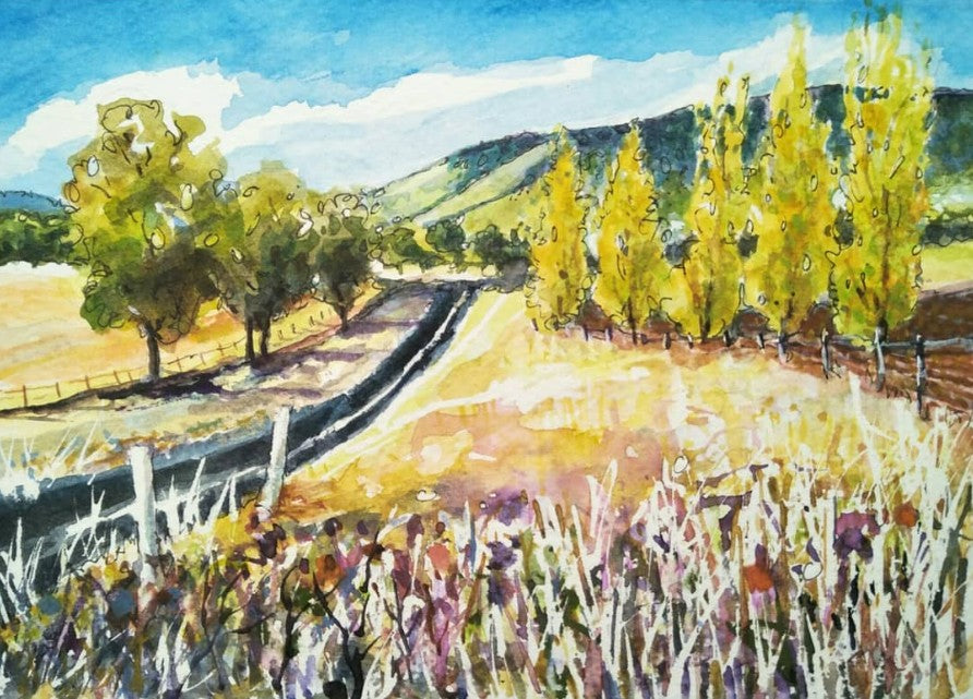 Anjee Du Terreau Original Watercolour -  "Queens Pinch Poplar" 28x22cm