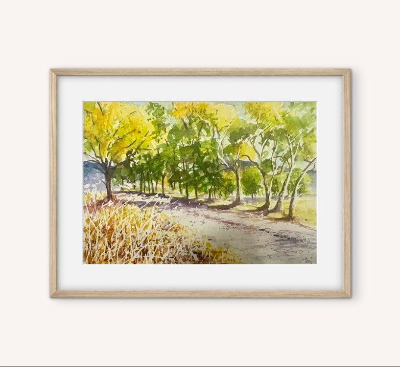 Anjee Du Terreau Original Watercolour -  "Country Lane " 28x22cm