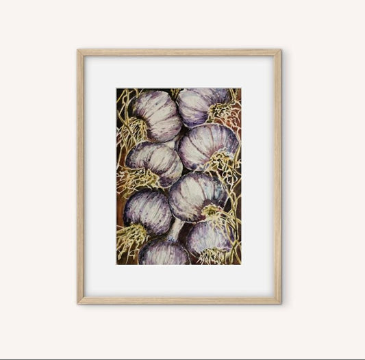 Anjee Du Terreau Original Watercolour -  "Garlic Harvest" 28x22cm