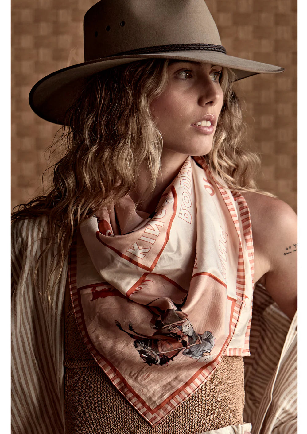 Whitney Spicer Large Silk Scarf - Cowboy on Repeat